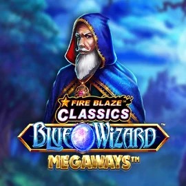 Slots logo of Fire Blaze Blue Wizard Megaways from Rarestone Gaming at Uspin Casino